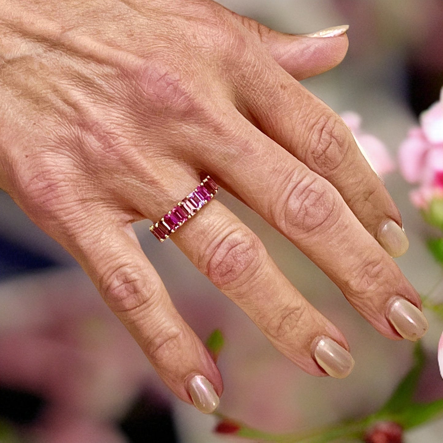 Natural Multi-Shade Sapphire Ring Size 6.5 14k Rose Gold 4.20 TCW Certified $4,950 217582 - Certified Fine Jewelry