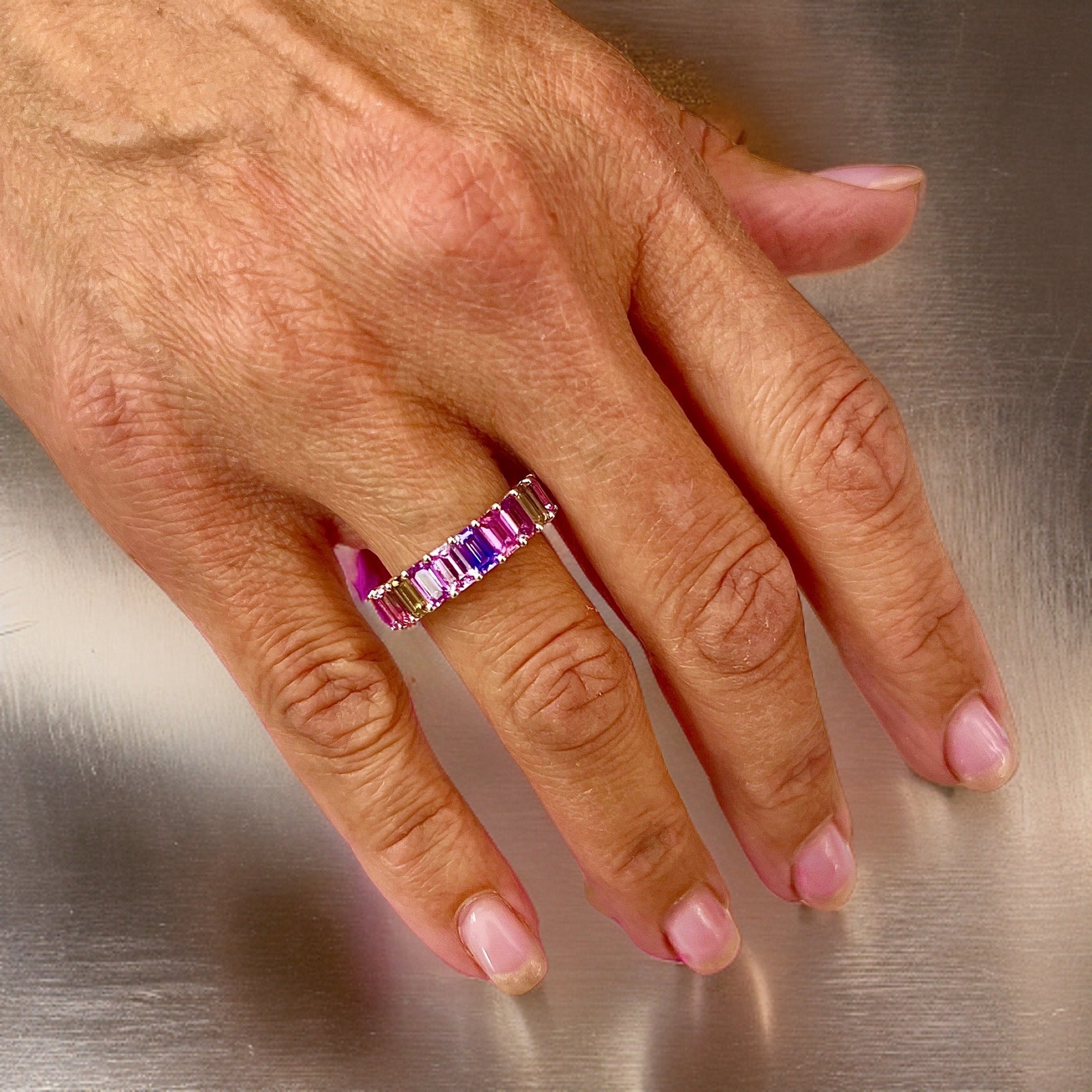 Natural Multicolored Sapphire Ring Size 6.5 14k W Gold 5.28 TCW Certified $3,950 217061 - Certified Fine Jewelry
