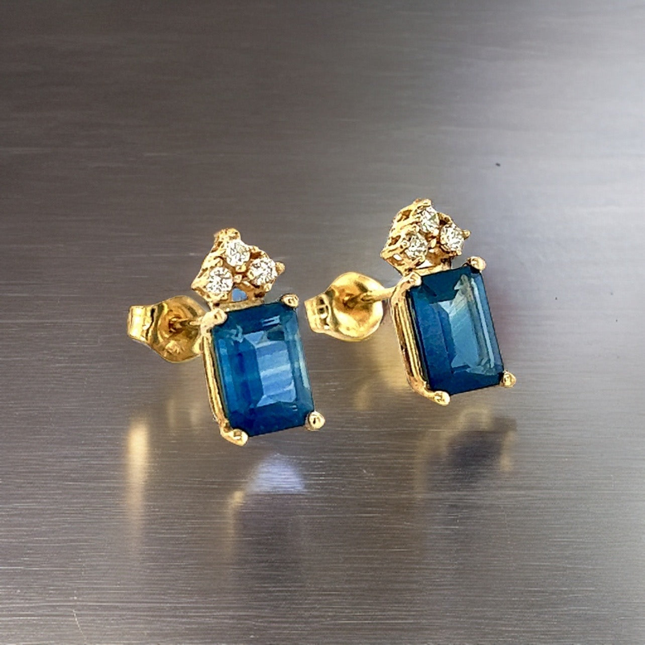 Natural Sapphire Diamond Earrings 14k Gold 2.14 TCW Certified $2,950 121247 - Certified Fine Jewelry
