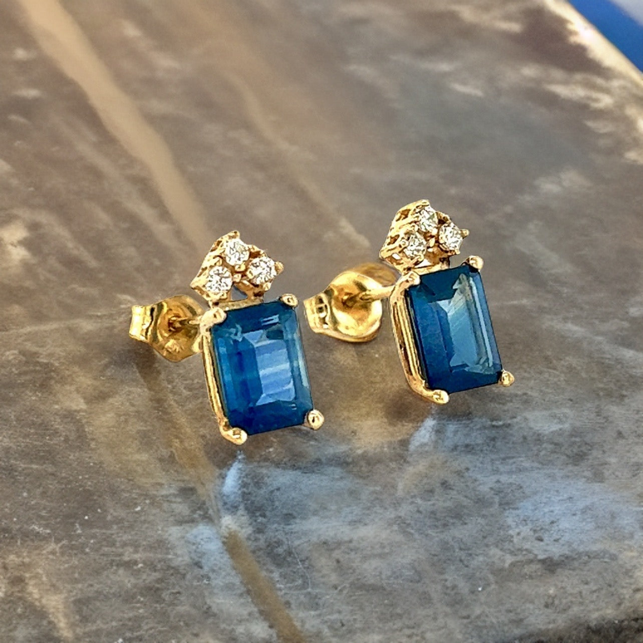 Natural Sapphire Diamond Earrings 14k Gold 2.14 TCW Certified $2,950 121247 - Certified Fine Jewelry