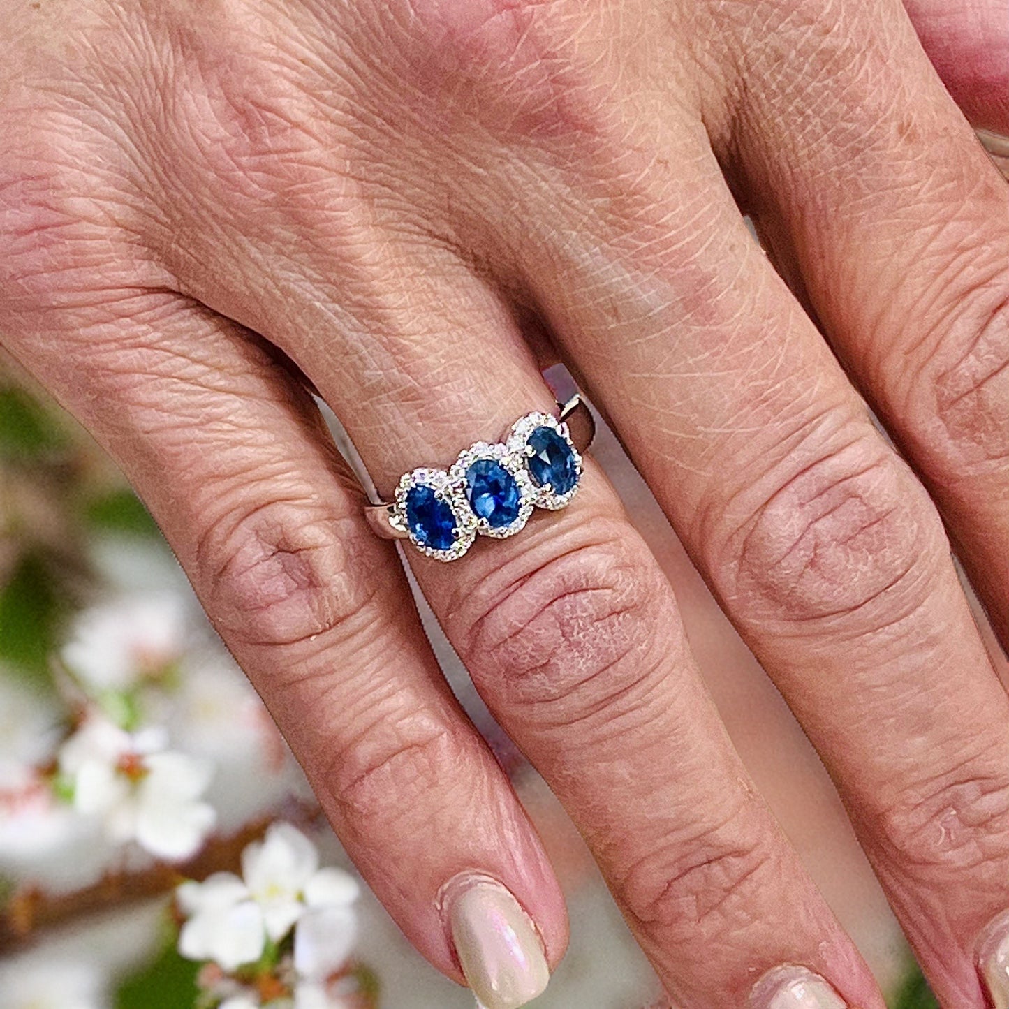 Natural Sapphire Diamond Ring 7 14k W Gold 1.67 TCW Certified $4,975 218113 - Certified Fine Jewelry