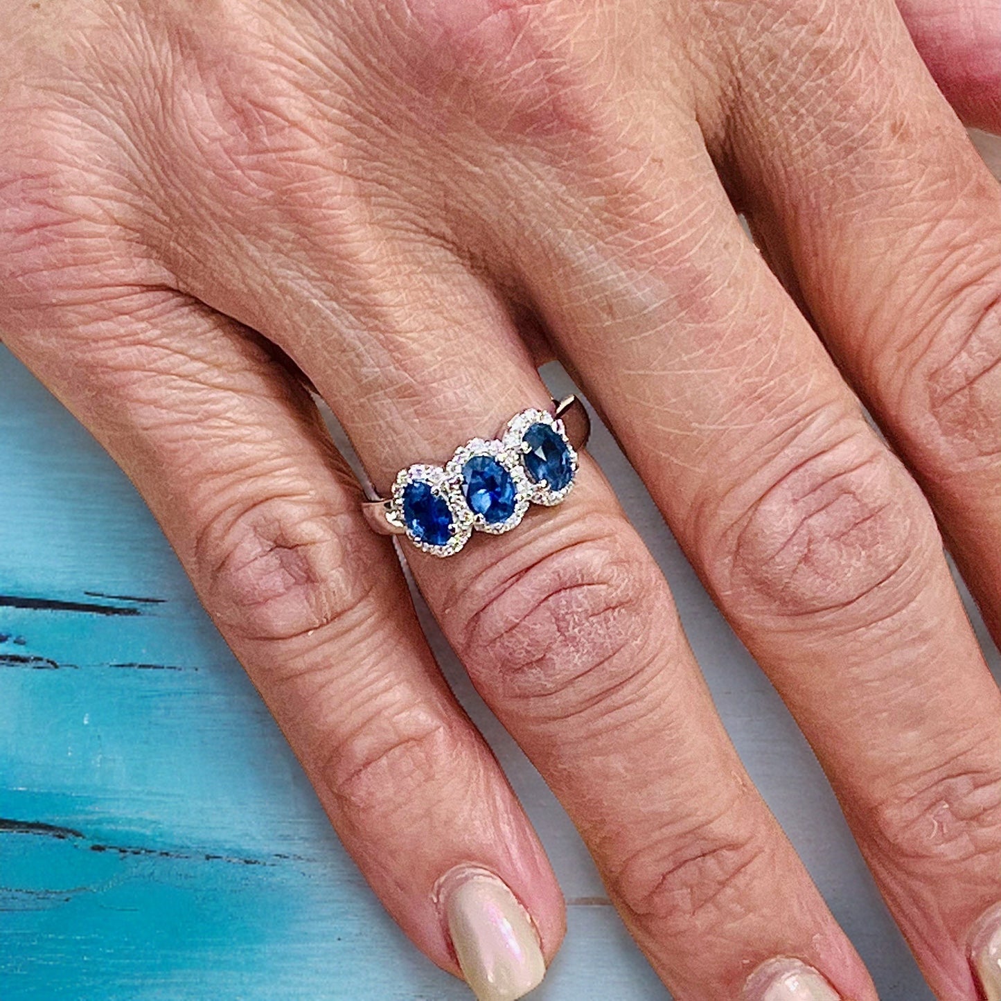 Natural Sapphire Diamond Ring 7 14k W Gold 1.67 TCW Certified $4,975 218113 - Certified Fine Jewelry