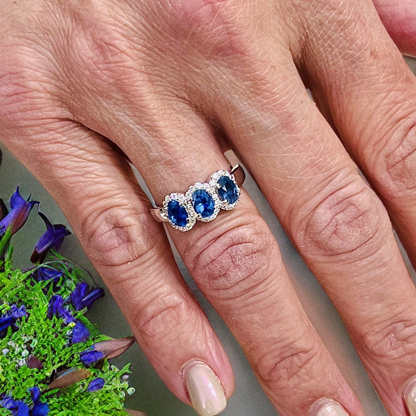 Natural Sapphire Diamond Ring 7 14k W Gold 1.67 TCW Certified $4,975 218113 - Certified Fine Jewelry