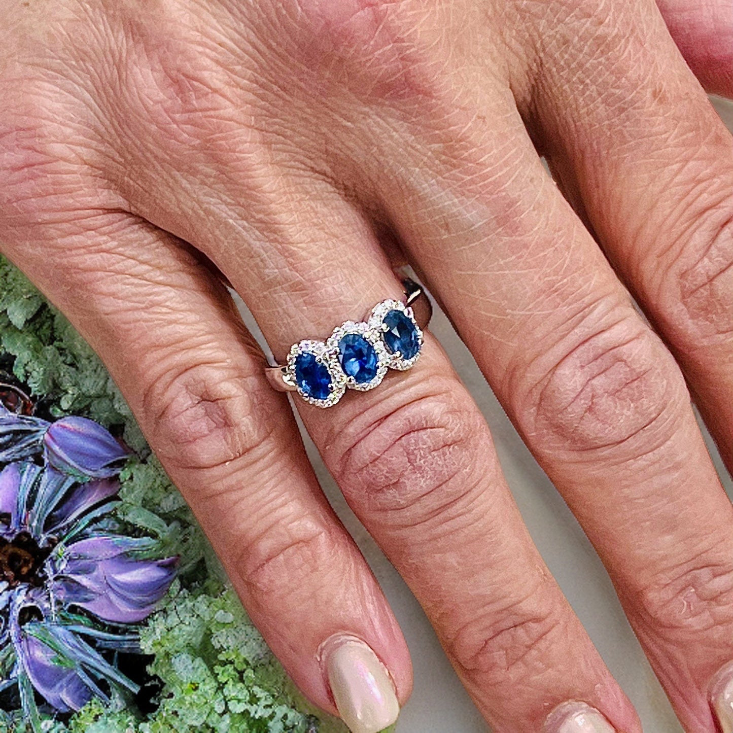 Natural Sapphire Diamond Ring 7 14k W Gold 1.67 TCW Certified $4,975 218113 - Certified Fine Jewelry