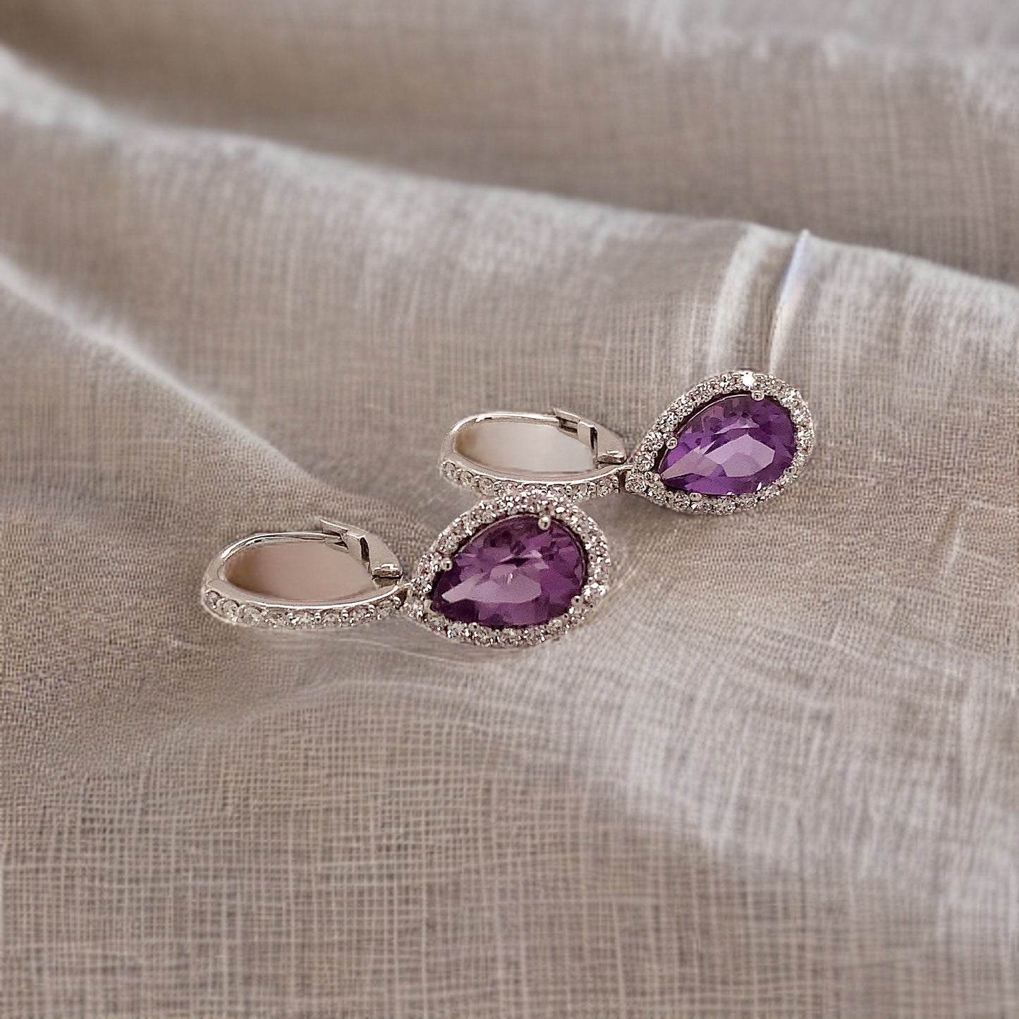 Natural Amethyst Diamond Earrings 14k Gold 4.25 TCW Certified $3,950 120527 - Certified Fine Jewelry