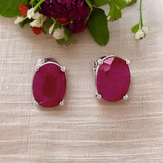 Oval Shape Ruby Stud Earrings 14k Y Gold 4.03 TCW Certified $3,590 211163 - Certified Fine Jewelry