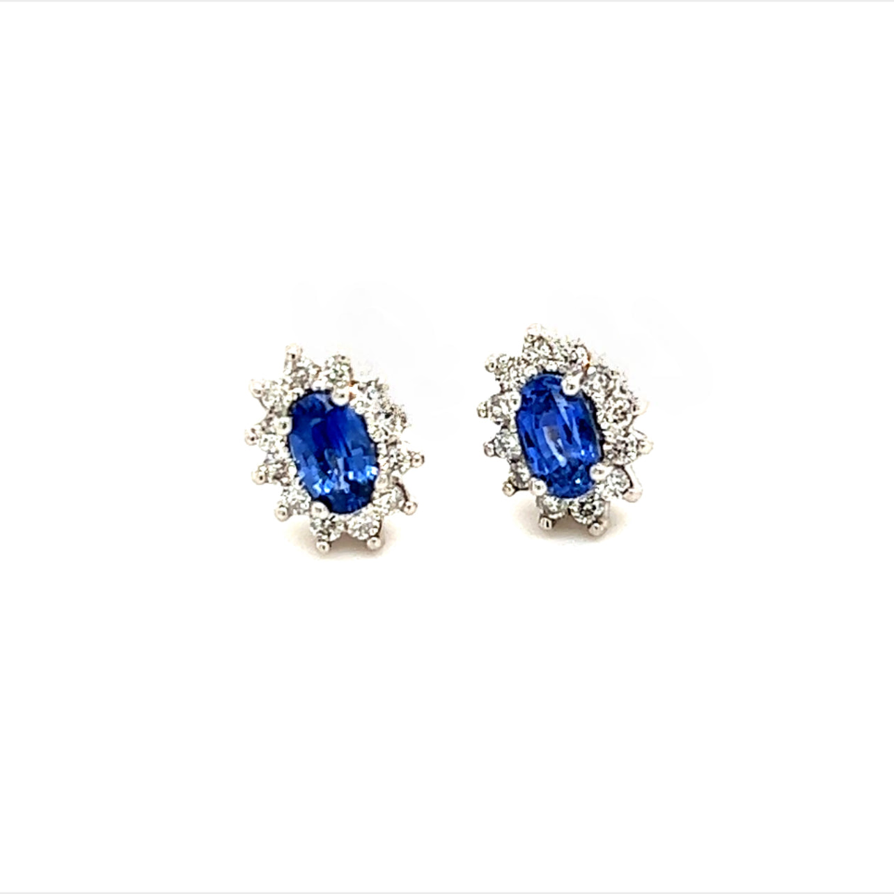 Natural Sapphire Diamond Stud Earrings 14k Gold 0.84 TCW Certified $2,975 215098 - Certified Fine Jewelry