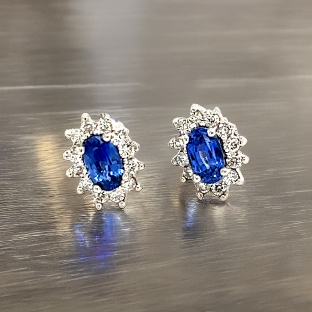 Natural Sapphire Diamond Stud Earrings 14k Gold 0.84 TCW Certified $2,975 215098 - Certified Fine Jewelry