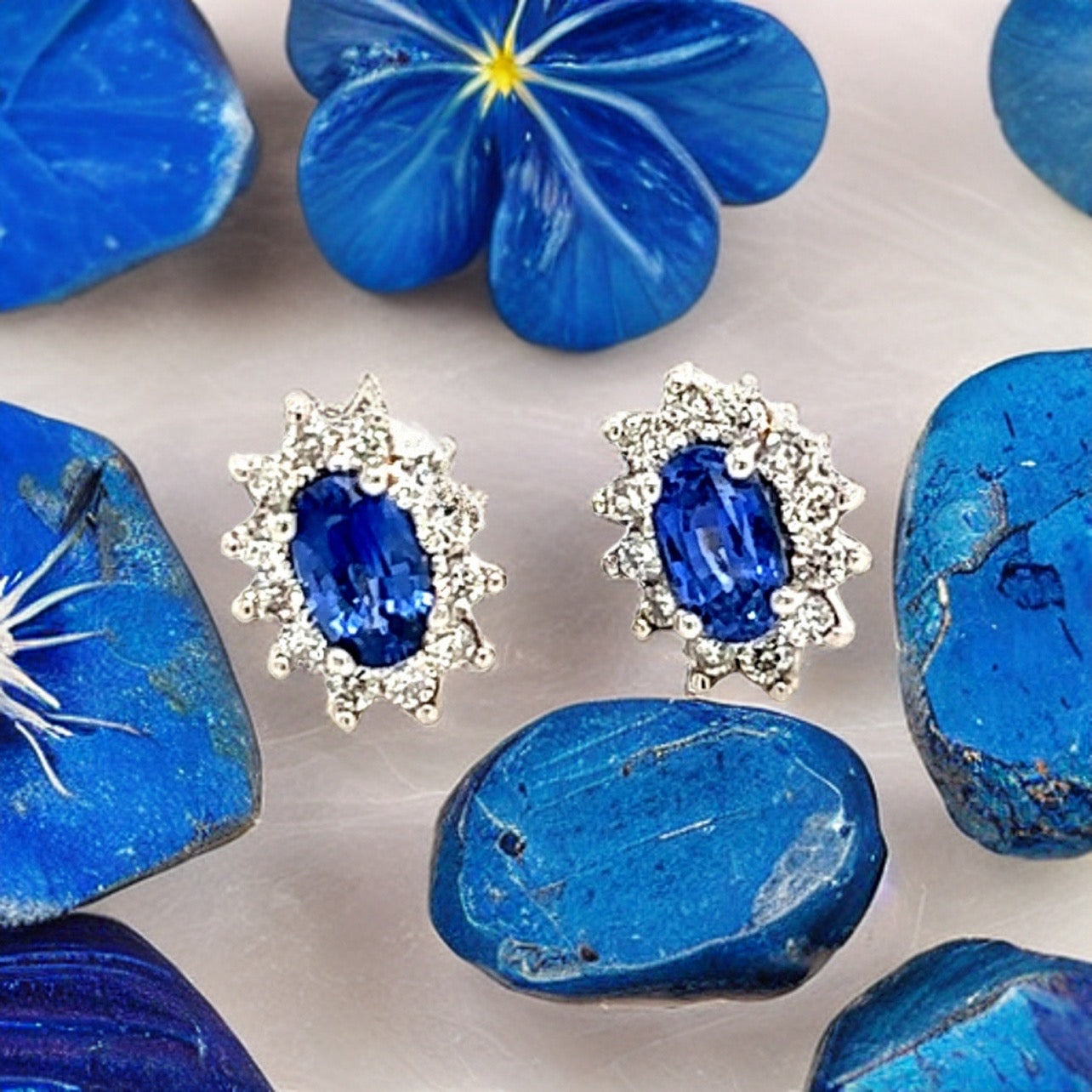 Natural Sapphire Diamond Stud Earrings 14k Gold 0.84 TCW Certified $2,975 215098 - Certified Fine Jewelry