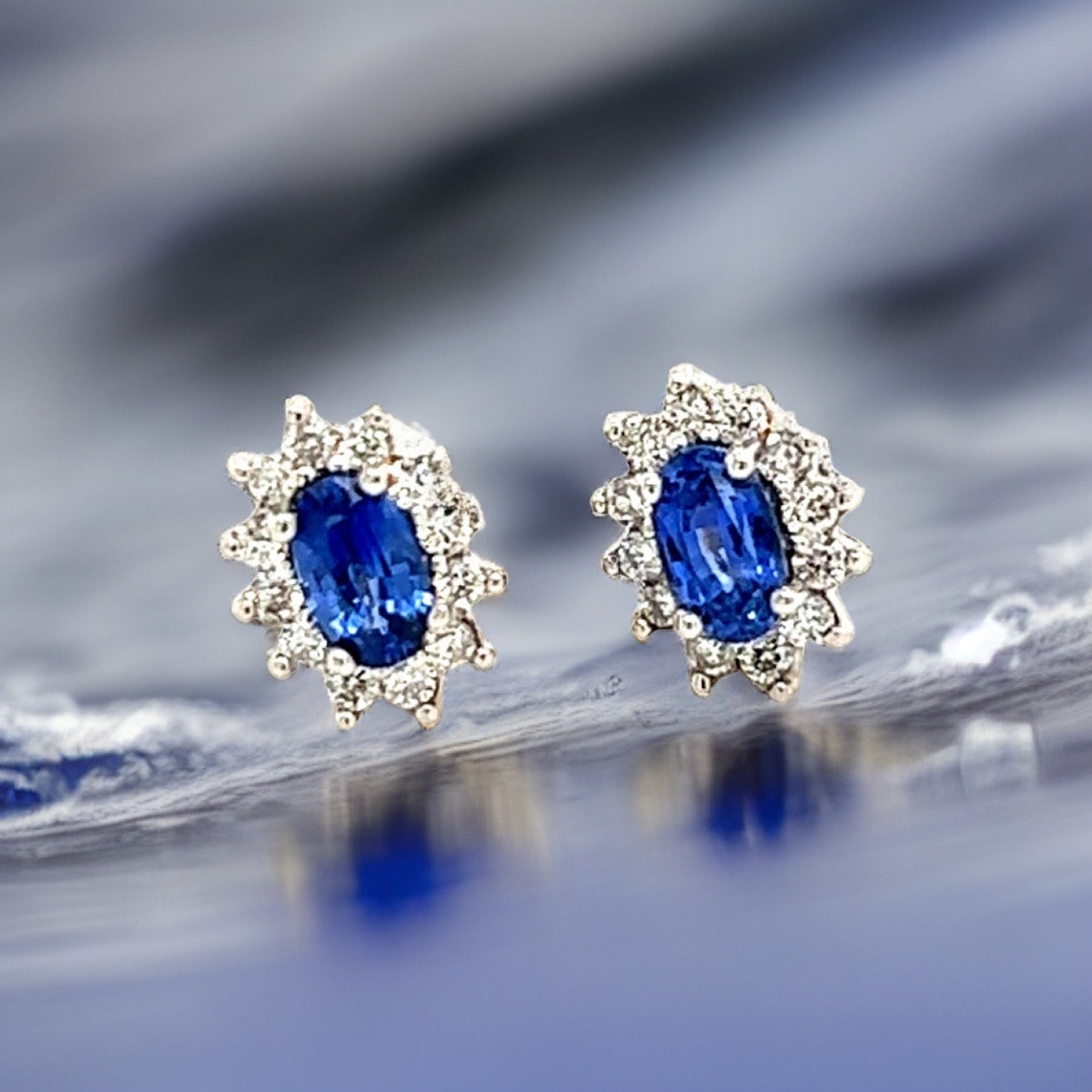 Natural Sapphire Diamond Stud Earrings 14k Gold 0.84 TCW Certified $2,975 215098 - Certified Fine Jewelry