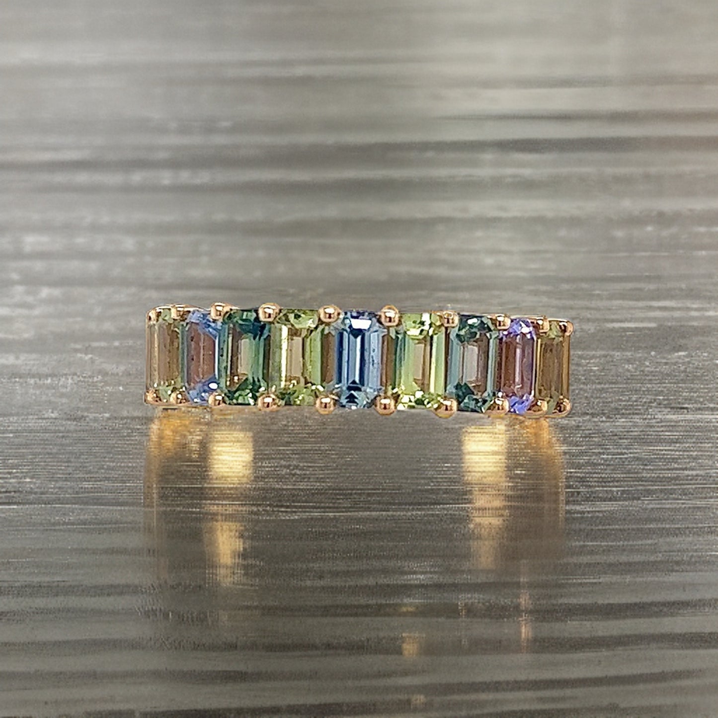 Natural Multicolored Sapphire Ring Size 6.5 14k Y Gold 5.28 TCW Certified $3,950 217066 - Certified Fine Jewelry