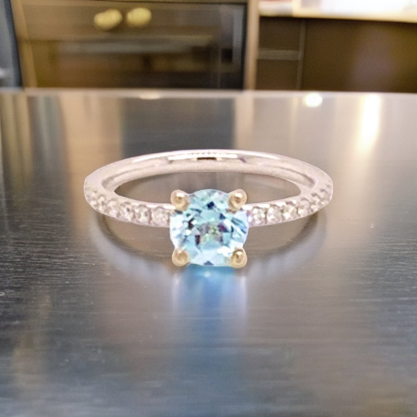 Diamond Aquamarine Ring 18k Gold 1.08 TCW Certified $1,800 822592 - Certified Fine Jewelry