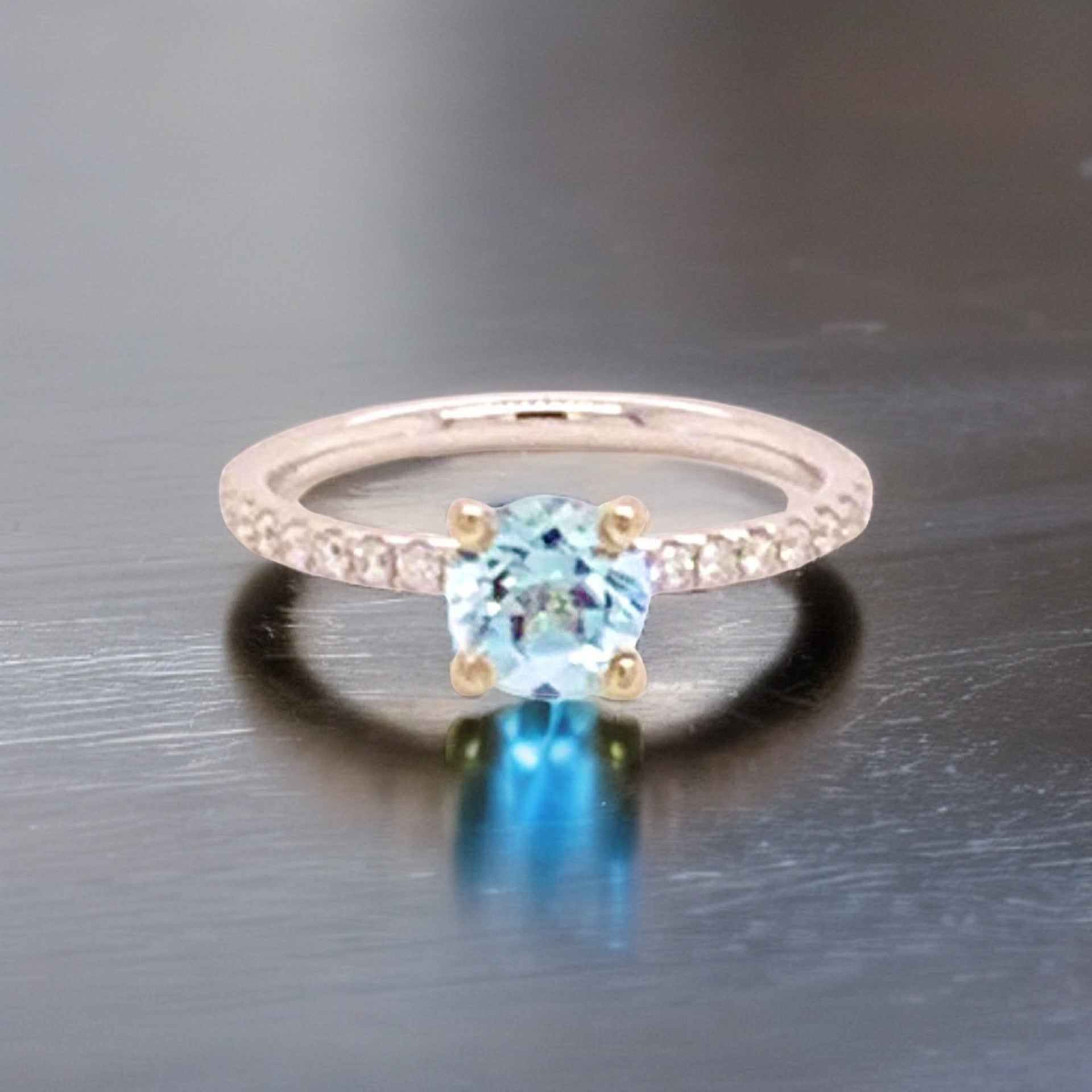 Diamond Aquamarine Ring 18k Gold 1.08 TCW Certified $1,800 822592 - Certified Fine Jewelry