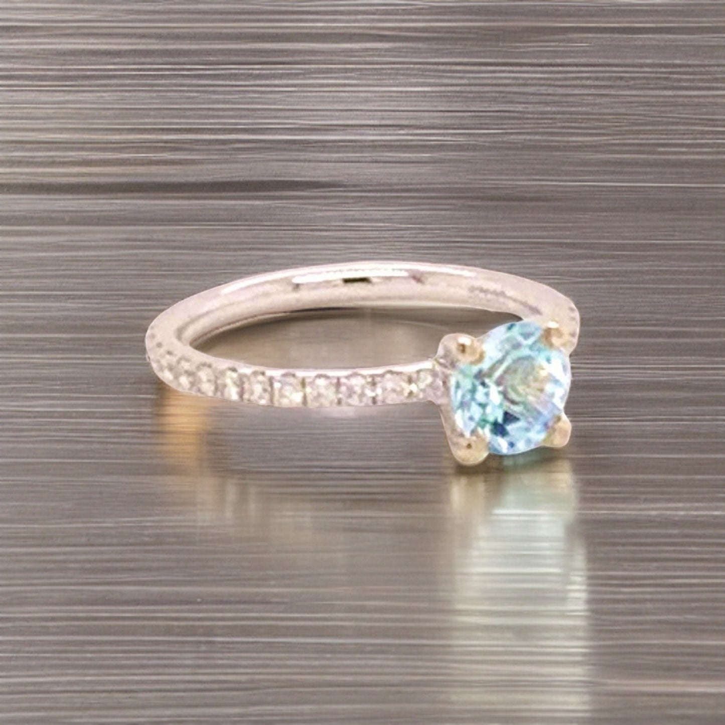 Diamond Aquamarine Ring 18k Gold 1.08 TCW Certified $1,800 822592 - Certified Fine Jewelry