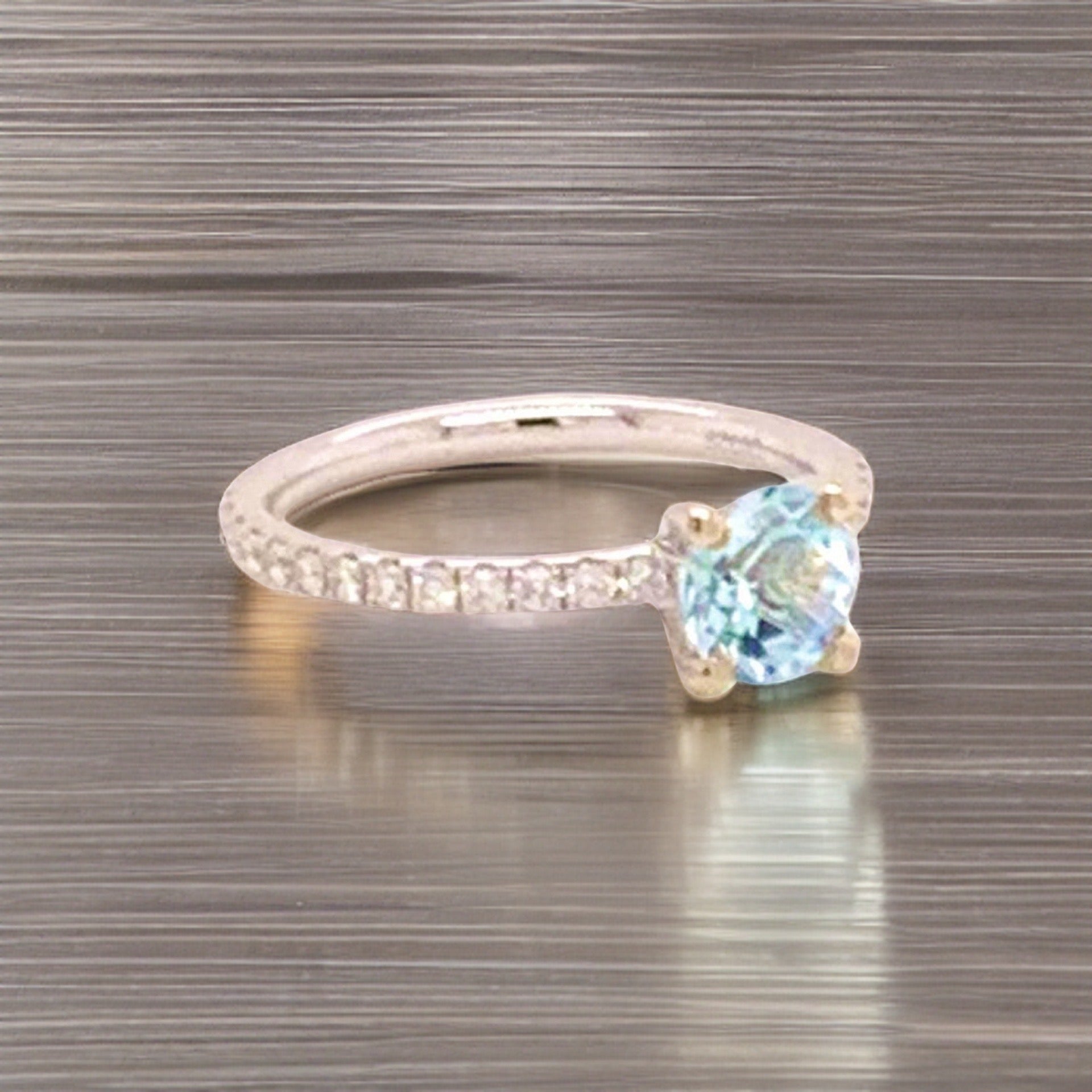 Diamond Aquamarine Ring 18k Gold 1.08 TCW Certified $1,800 822592 - Certified Fine Jewelry