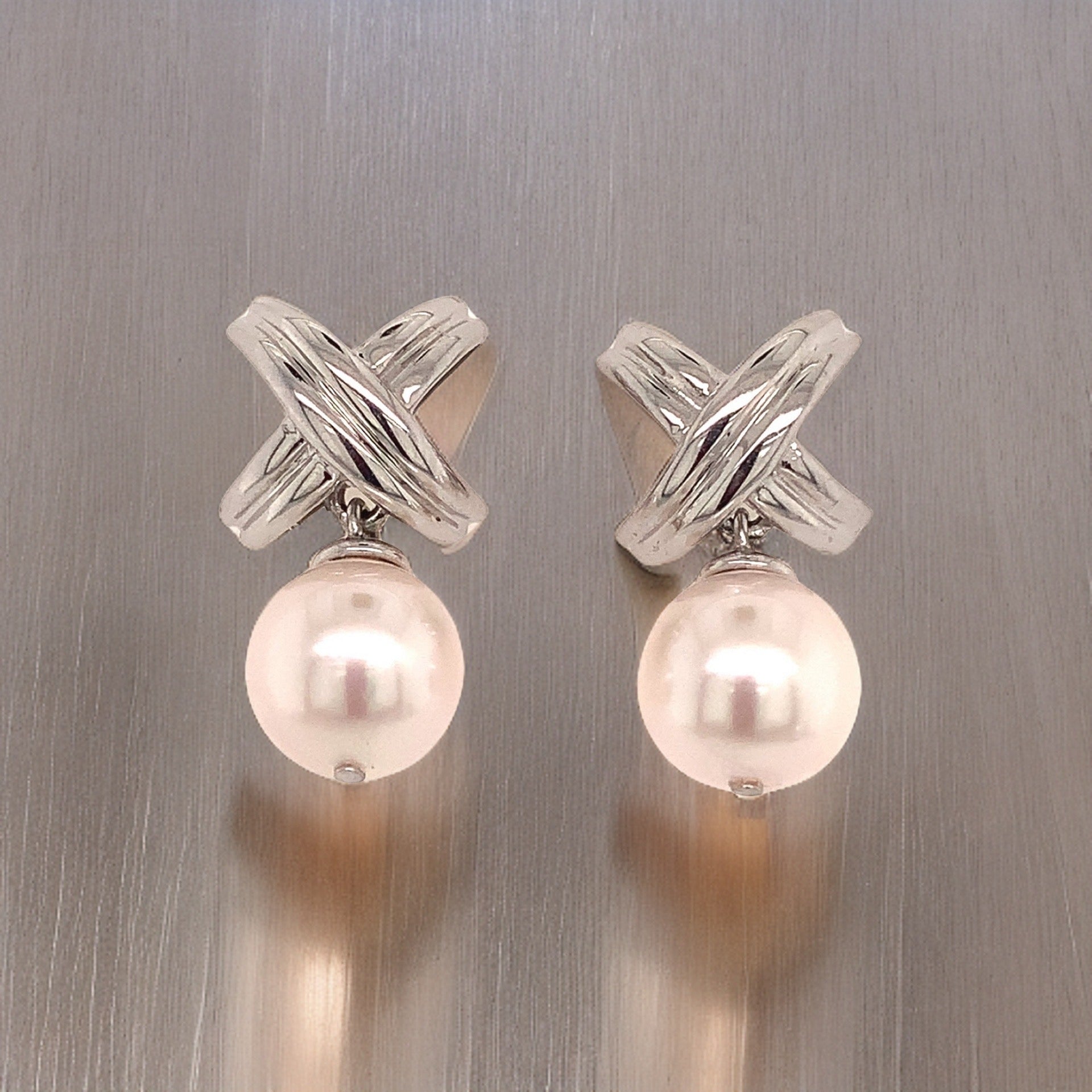 Akoya Pearl Dangle Earrings 14k Gold 8.25 mm 0.75" Certified $1,290 112992 - Certified Fine Jewelry