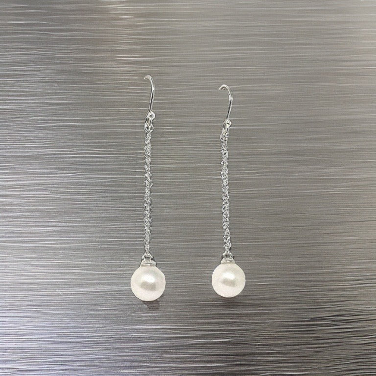 Akoya Pearl Drop Earrings14k Gold Women 9.3 mm Certified $780 721023 - Certified Fine Jewelry