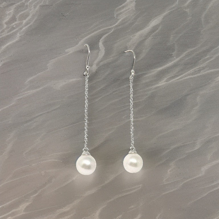 Akoya Pearl Drop Earrings14k Gold Women 9.3 mm Certified $780 721023 - Certified Fine Jewelry