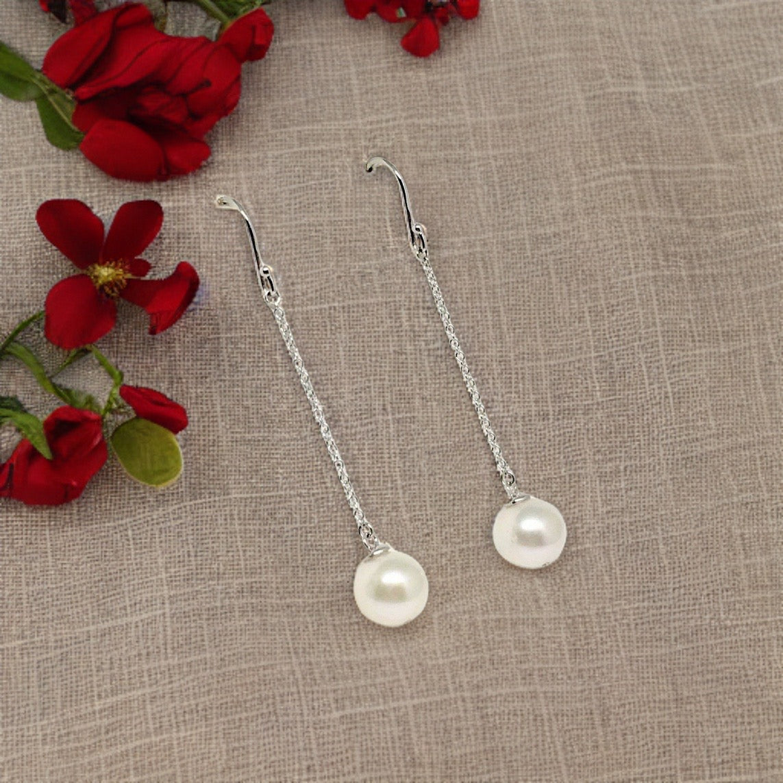 Akoya Pearl Drop Earrings14k Gold Women 9.3 mm Certified $780 721023 - Certified Fine Jewelry