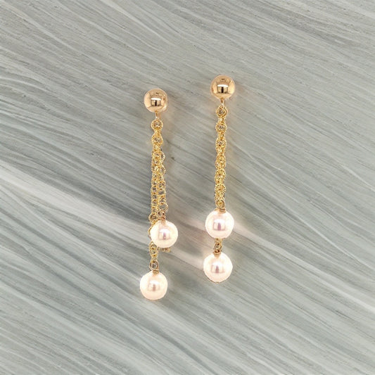 Akoya Pearl Earrings 14 KT Gold 6.37 mm Certified $890 013384 - Certified Fine Jewelry