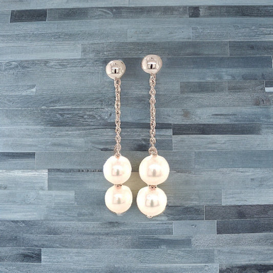 Akoya Pearl Earrings 14 KT Gold 8.30 mm Certified $999 013383 - Certified Fine Jewelry