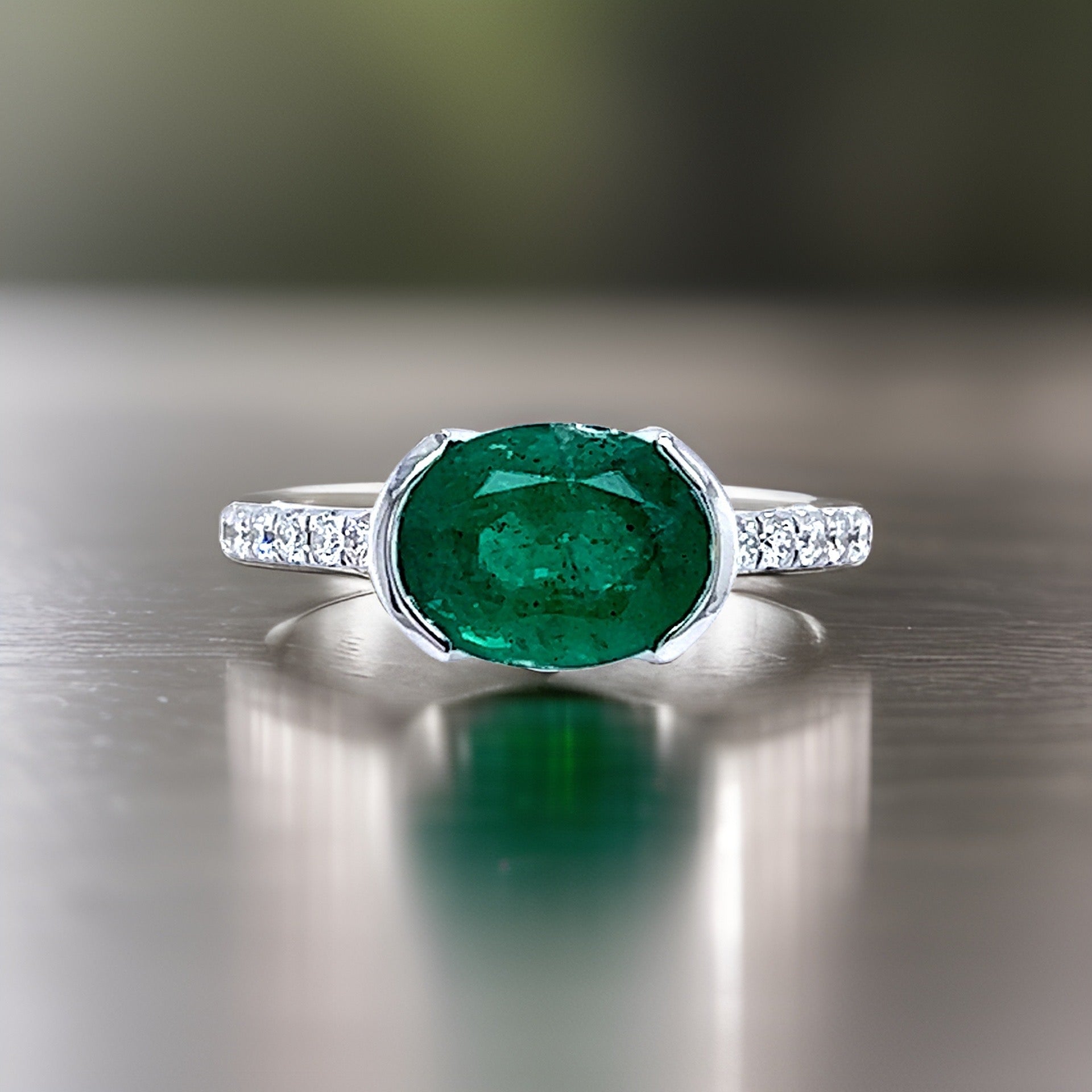 Natural Emerald Diamond Ring 6.5 14k W Gold 2.33 TCW Certified $3,950 221335 - Certified Fine Jewelry