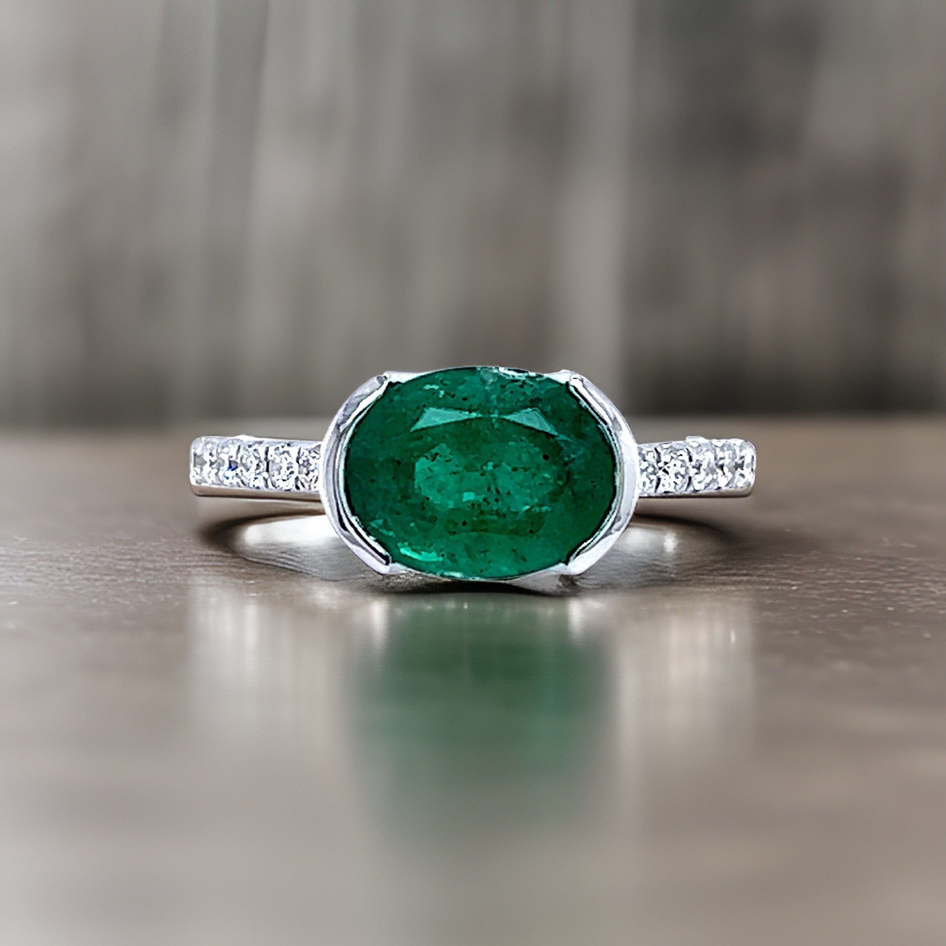 Natural Emerald Diamond Ring 6.5 14k W Gold 2.33 TCW Certified $3,950 221335 - Certified Fine Jewelry
