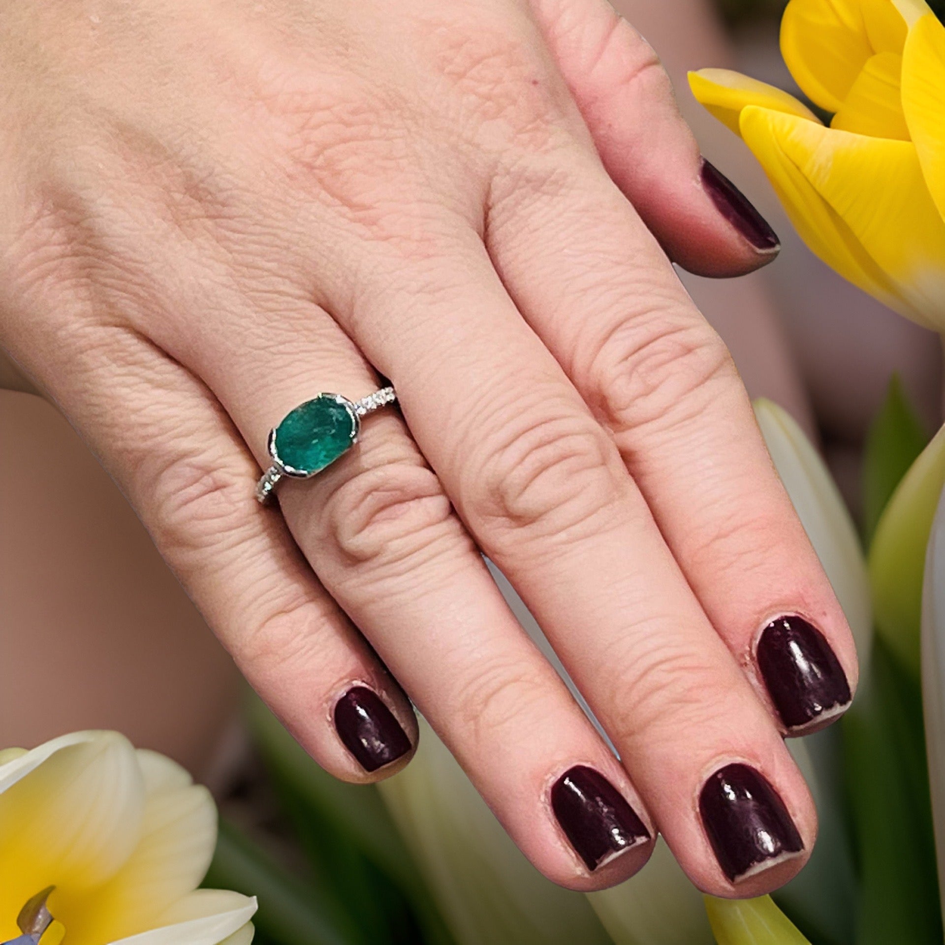 Natural Emerald Diamond Ring 6.5 14k W Gold 2.33 TCW Certified $3,950 221335 - Certified Fine Jewelry