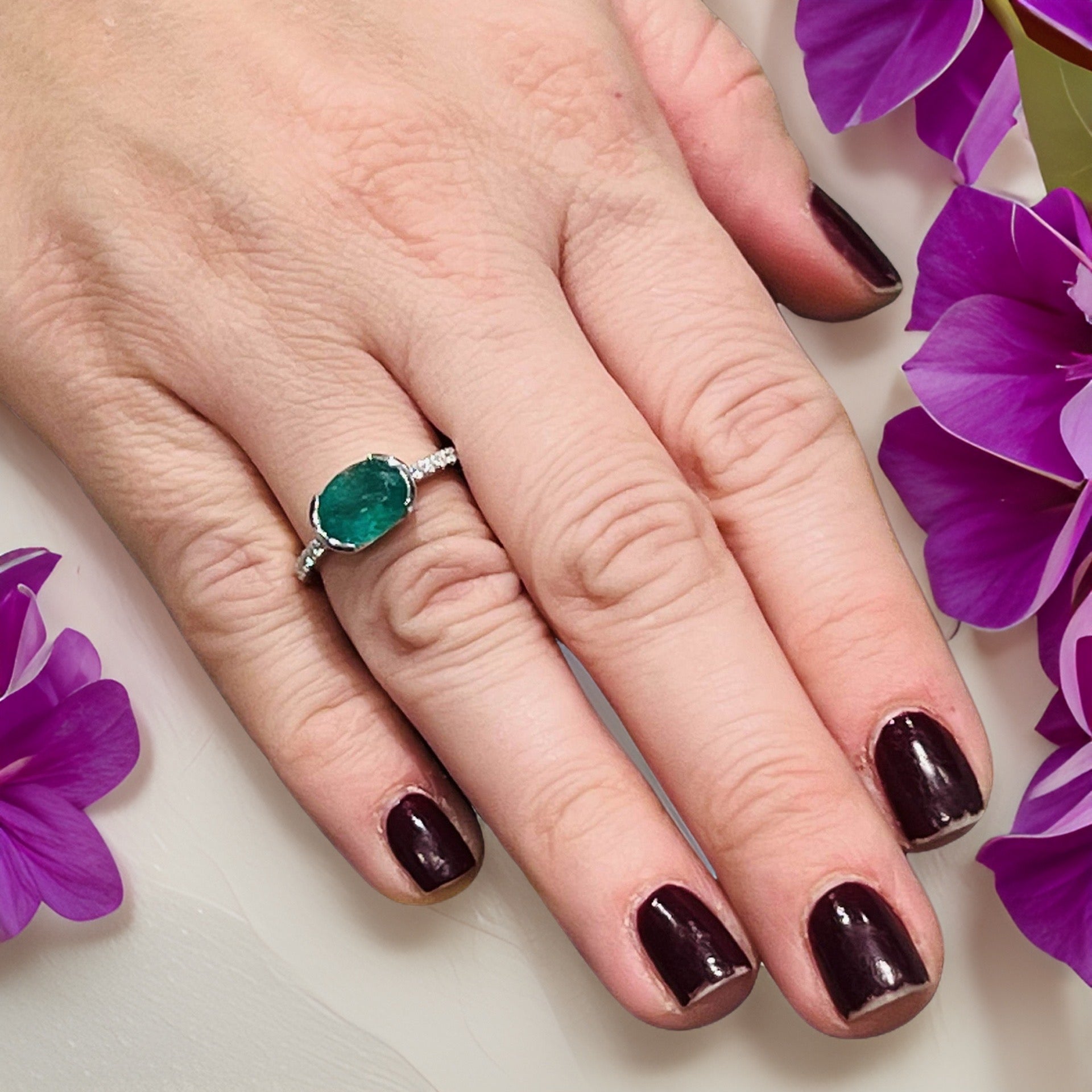 Natural Emerald Diamond Ring 6.5 14k W Gold 2.33 TCW Certified $3,950 221335 - Certified Fine Jewelry