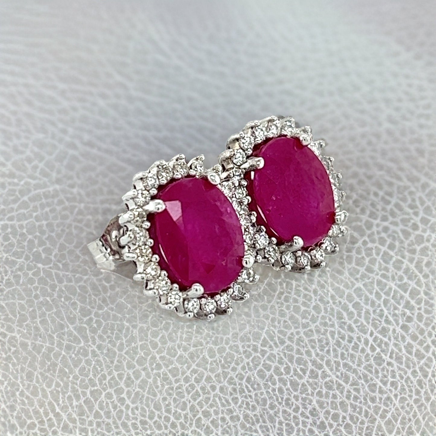 Natural Ruby Diamond Stud Earrings 14k W Gold 5.74 TCW Certified $5,175 211889 - Certified Fine Jewelry
