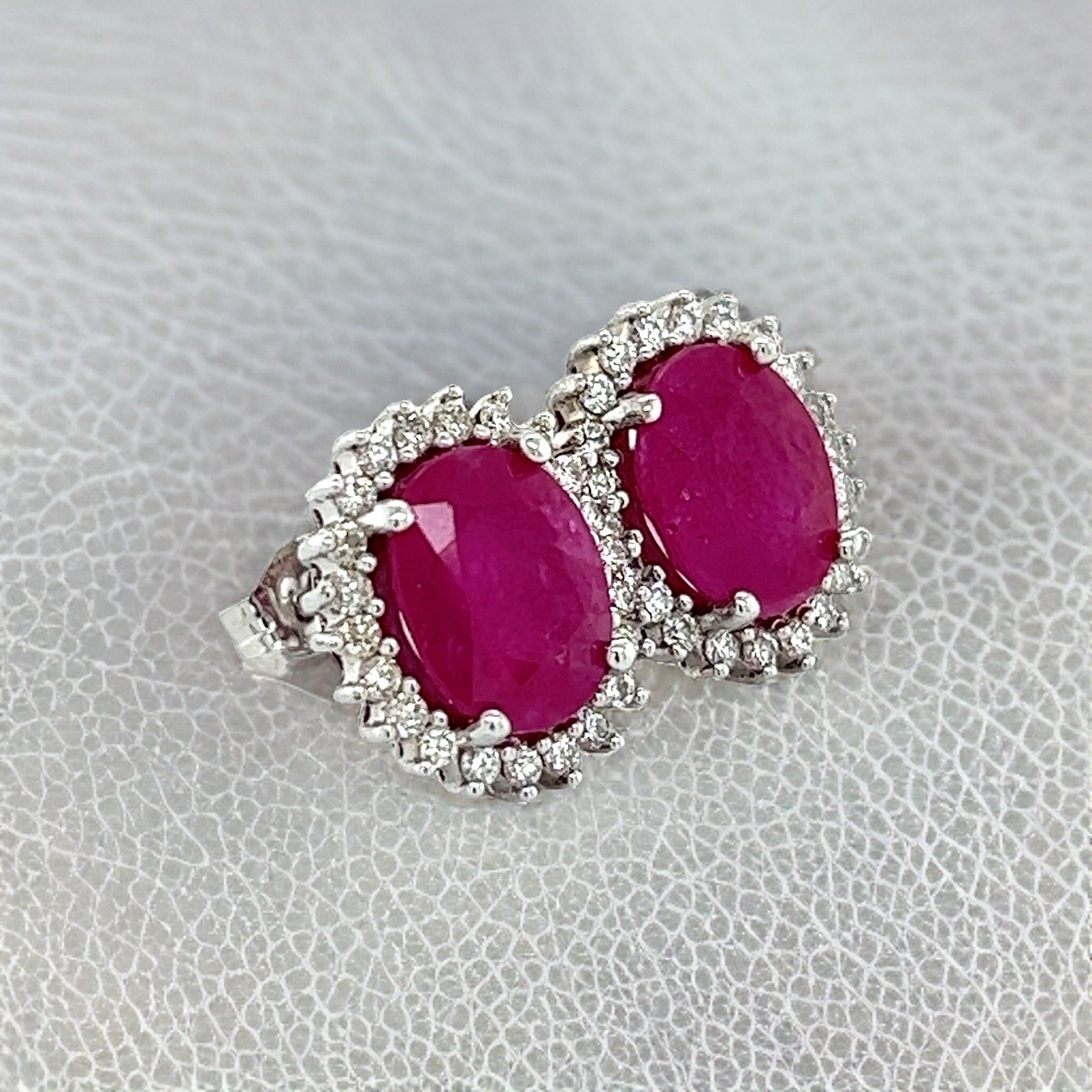 Natural Ruby Diamond Stud Earrings 14k W Gold 5.74 TCW Certified $5,175 211889 - Certified Fine Jewelry