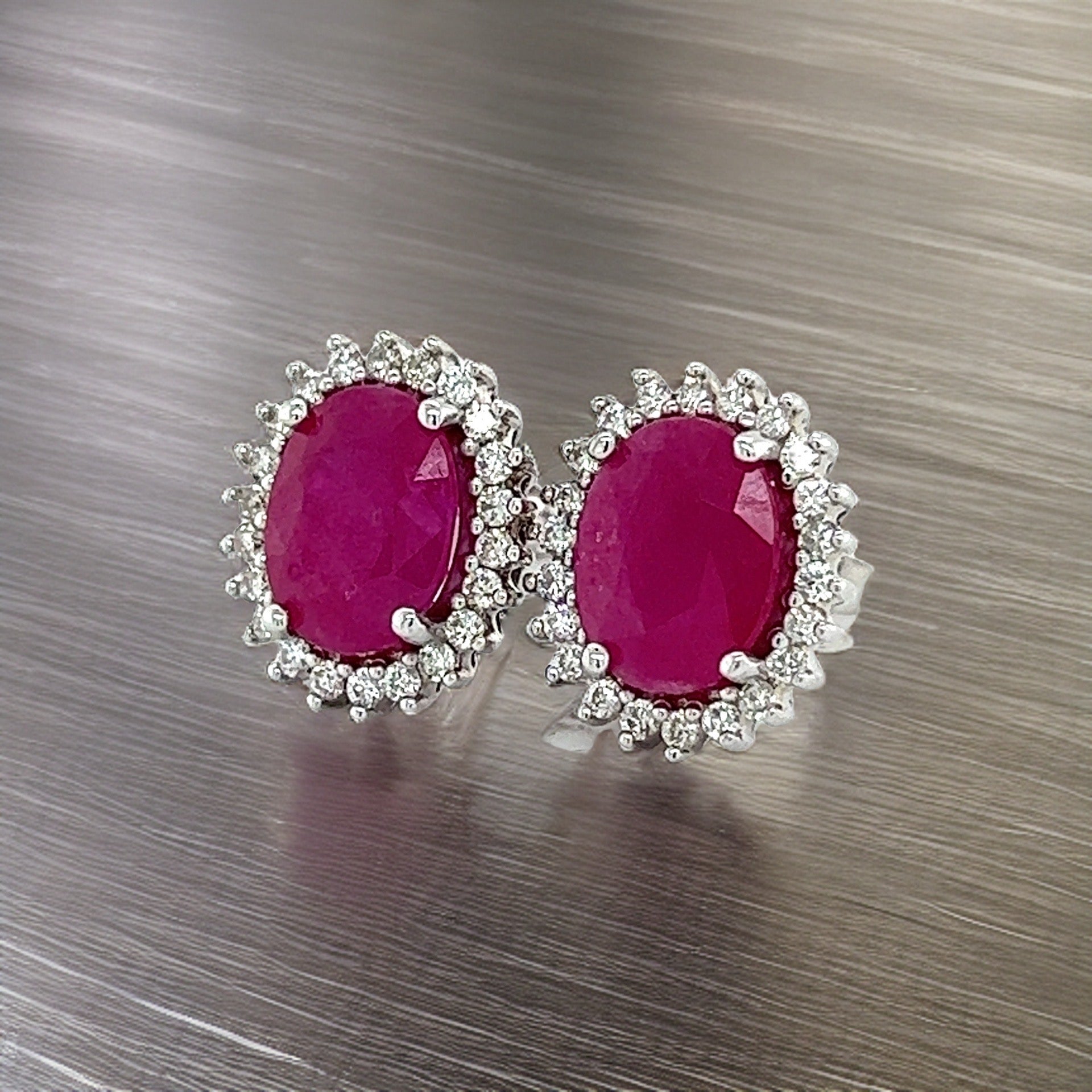 Natural Ruby Diamond Stud Earrings 14k W Gold 5.74 TCW Certified $5,175 211889 - Certified Fine Jewelry