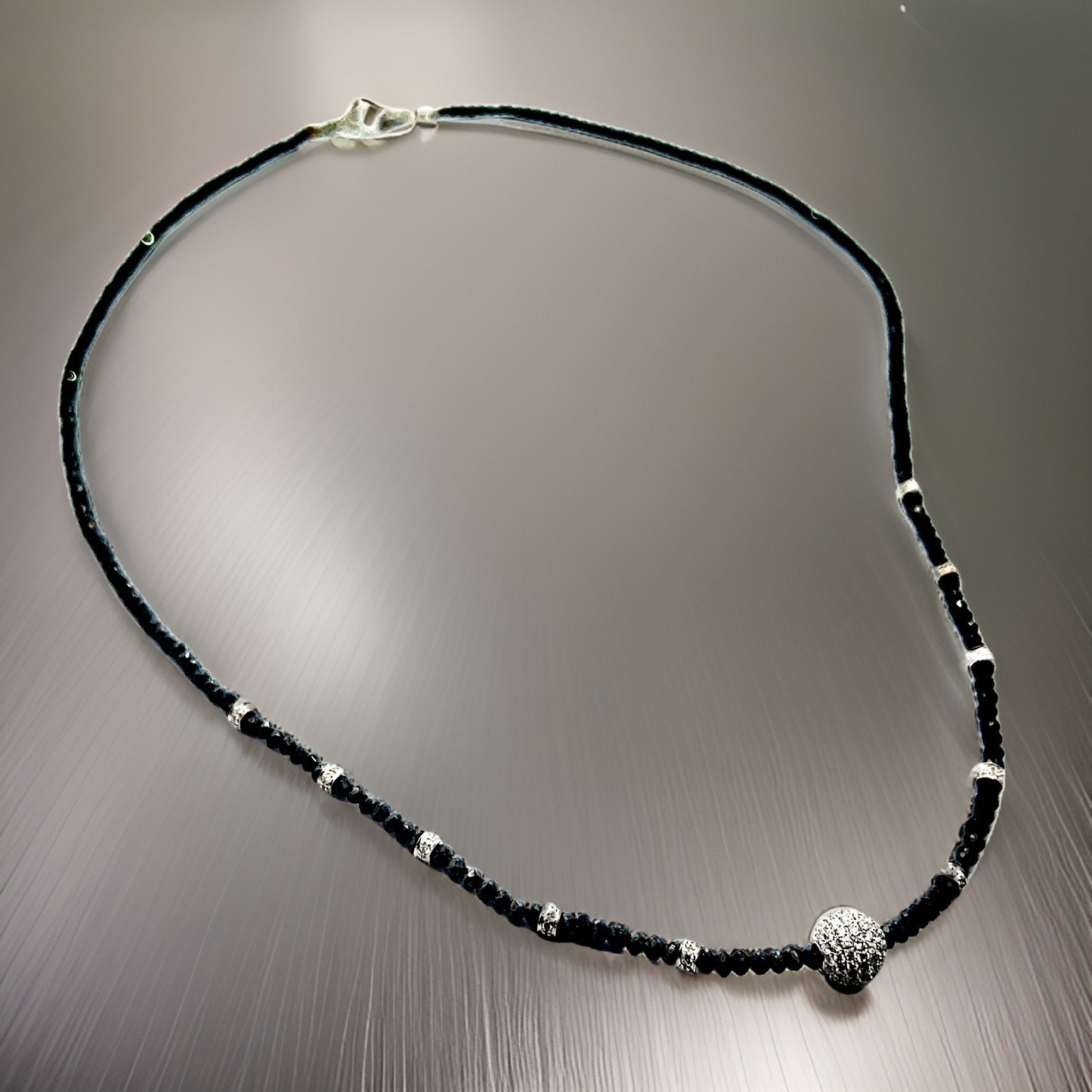 Diamond Black White Necklace 19 TCW 18k Gold 16 in Certified $5,950 920471 - Certified Fine Jewelry