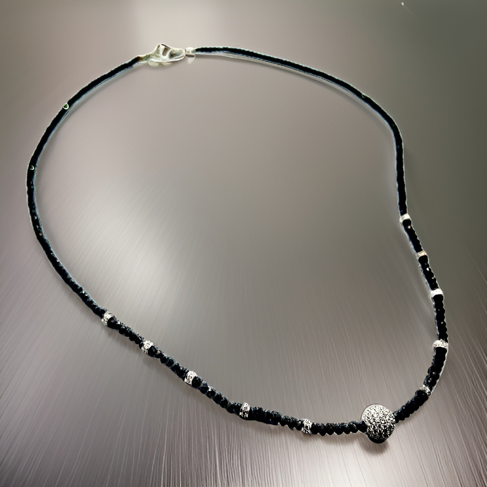 Diamond Black White Necklace 19 TCW 18k Gold 16 in Certified $5,950 920471 - Certified Fine Jewelry