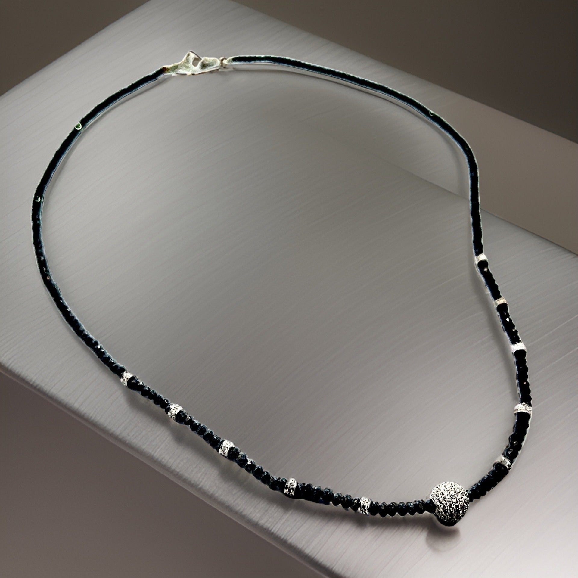 Diamond Black White Necklace 19 TCW 18k Gold 16 in Certified $5,950 920471 - Certified Fine Jewelry