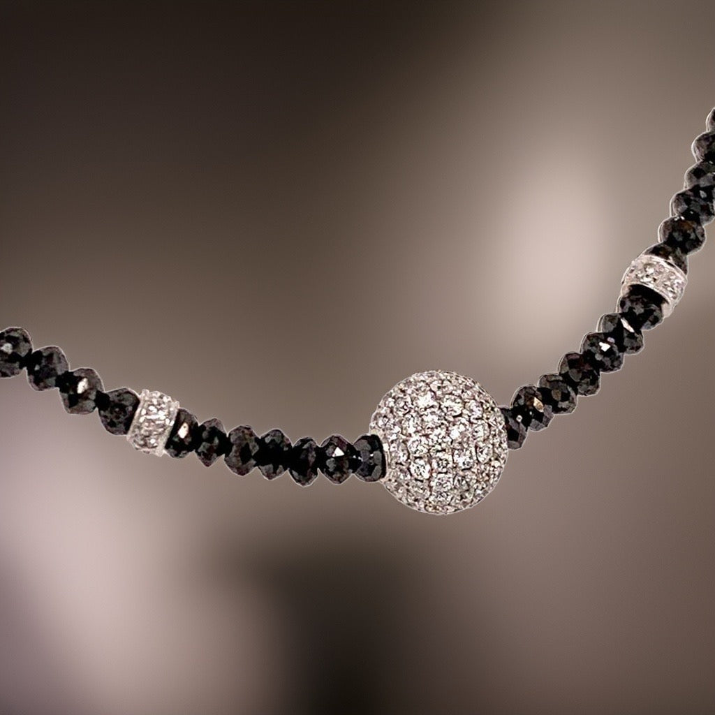 Diamond Black White Necklace 19 TCW 18k Gold 16 in Certified $5,950 920471 - Certified Fine Jewelry