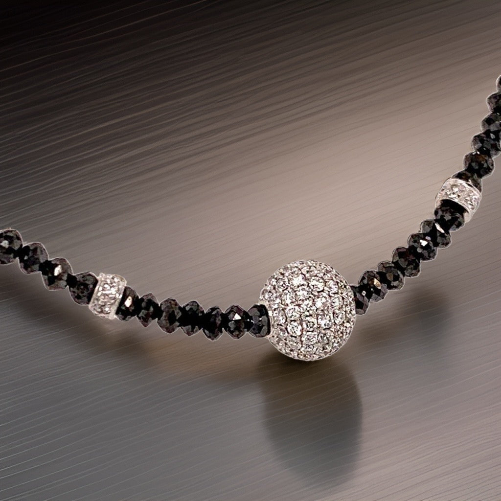 Diamond Black White Necklace 19 TCW 18k Gold 16 in Certified $5,950 920471 - Certified Fine Jewelry