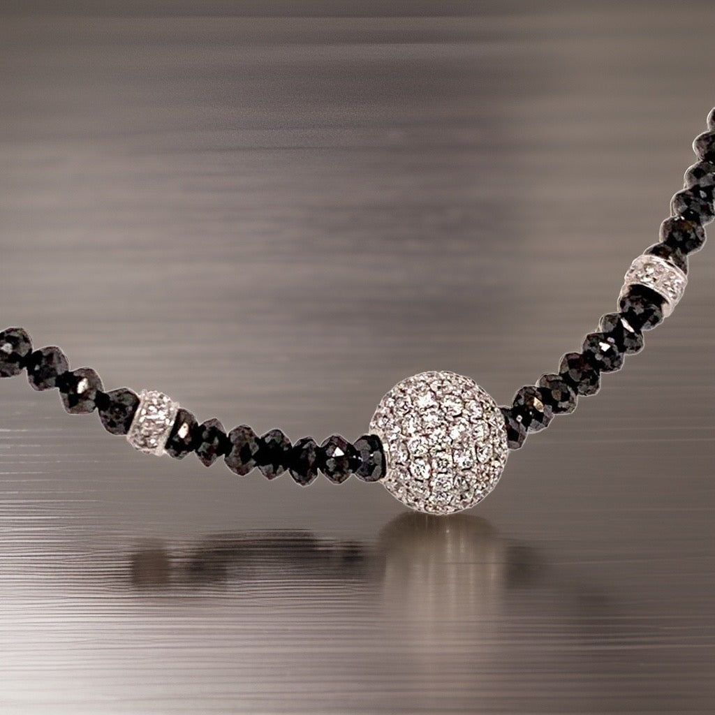 Diamond Black White Necklace 19 TCW 18k Gold 16 in Certified $5,950 920471 - Certified Fine Jewelry