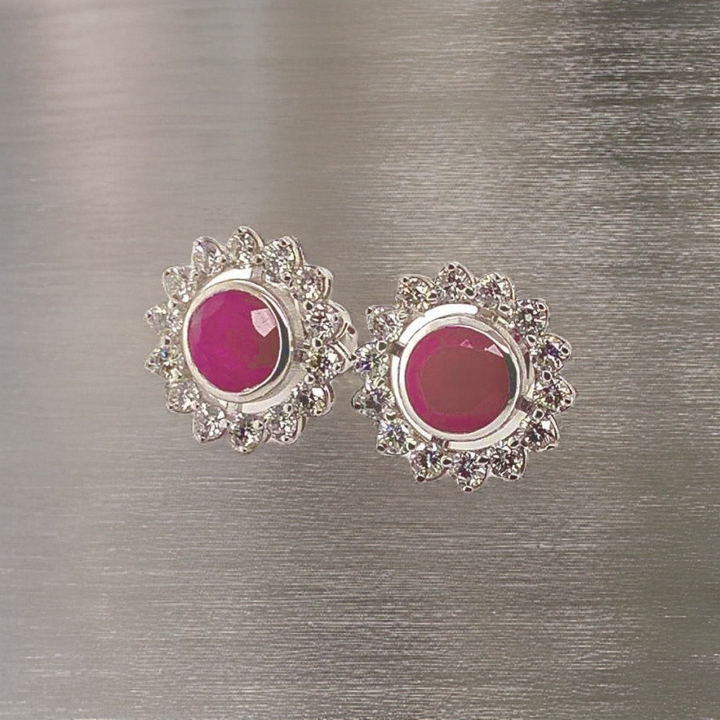 Diamond Ruby Earrings 14k Gold 2.07 TCW Certified $5,250 018670 - Certified Fine Jewelry