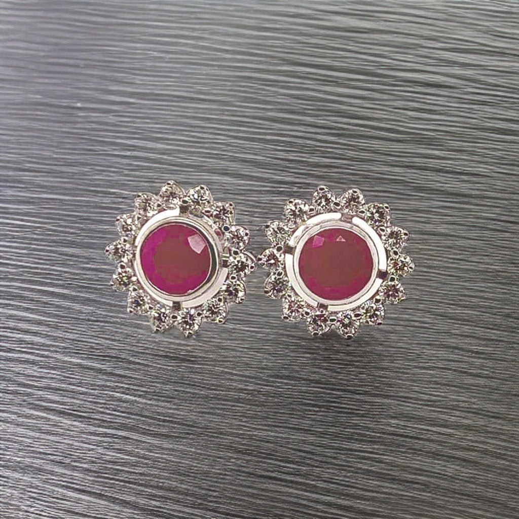 Diamond Ruby Earrings 14k Gold 2.07 TCW Certified $5,250 018670 - Certified Fine Jewelry
