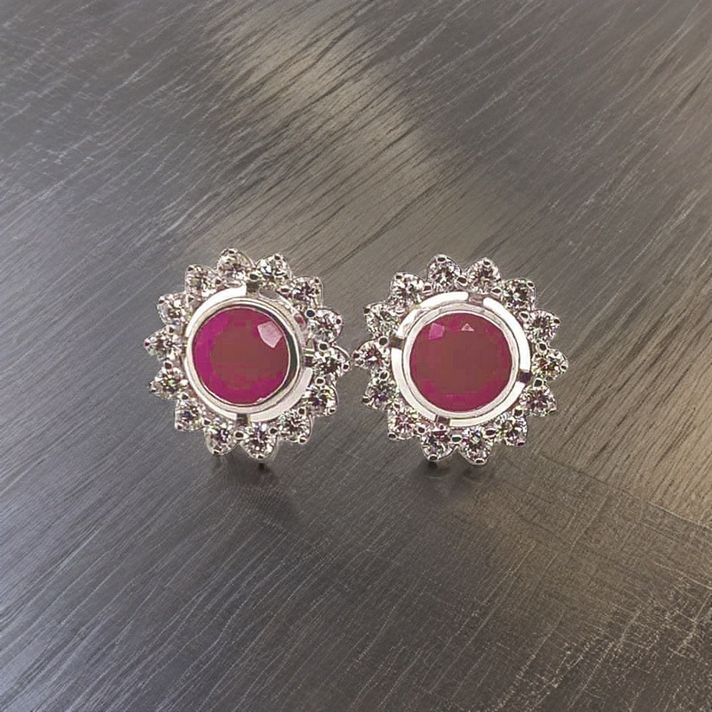 Diamond Ruby Earrings 14k Gold 2.07 TCW Certified $5,250 018670 - Certified Fine Jewelry