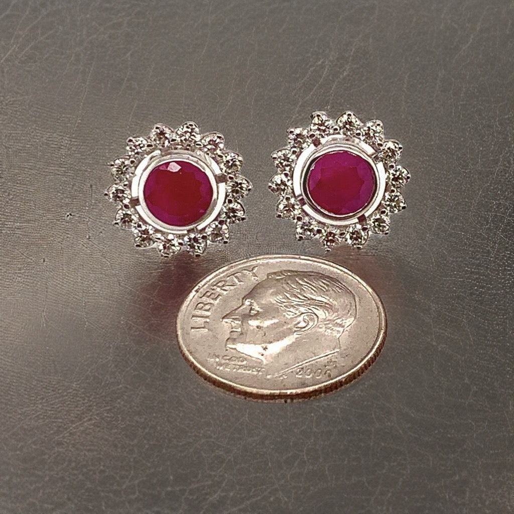 Diamond Ruby Earrings 14k Gold 2.07 TCW Certified $5,250 018670 - Certified Fine Jewelry