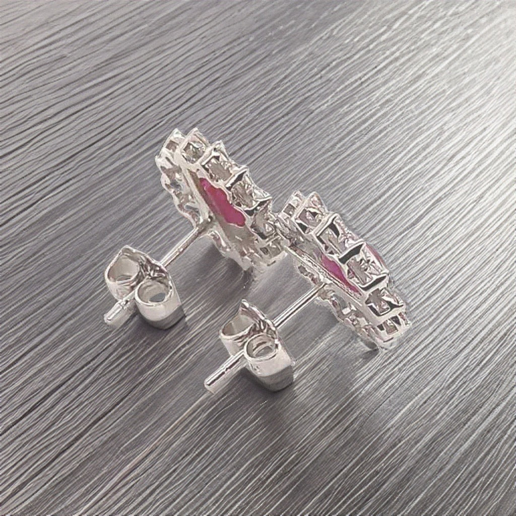 Diamond Ruby Earrings 14k Gold 2.07 TCW Certified $5,250 018670 - Certified Fine Jewelry