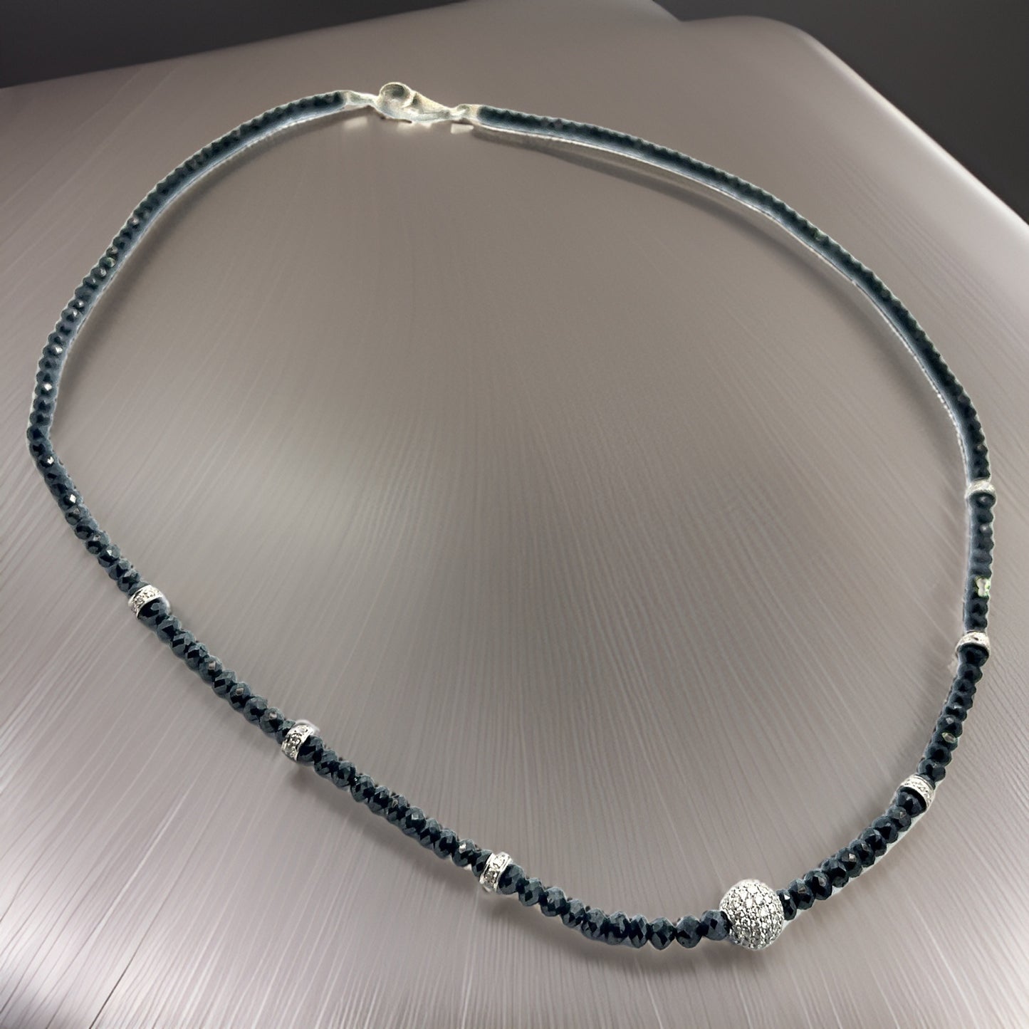 Diamond Beaded Necklace 34.15 Twc 18k Gold 16 in Certified $7,950 920472 - Certified Fine Jewelry