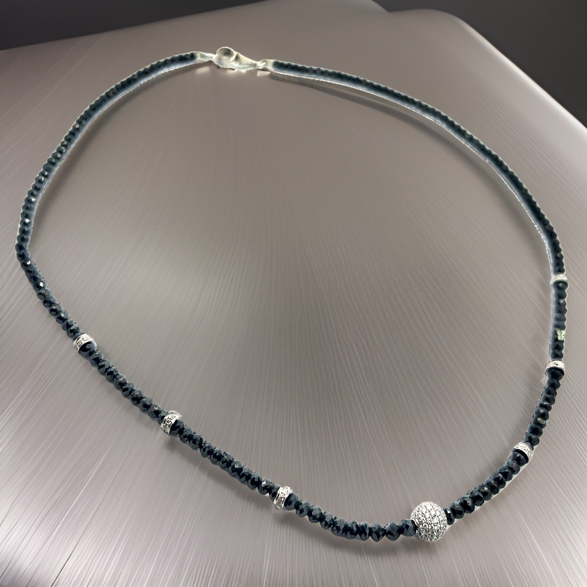 Diamond Beaded Necklace 34.15 Twc 18k Gold 16 in Certified $7,950 920472 - Certified Fine Jewelry