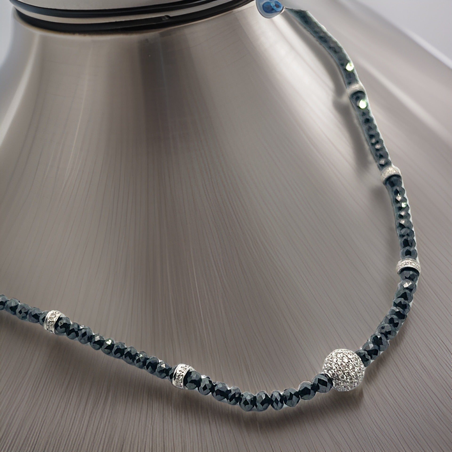 Diamond Beaded Necklace 34.15 Twc 18k Gold 16 in Certified $7,950 920472 - Certified Fine Jewelry