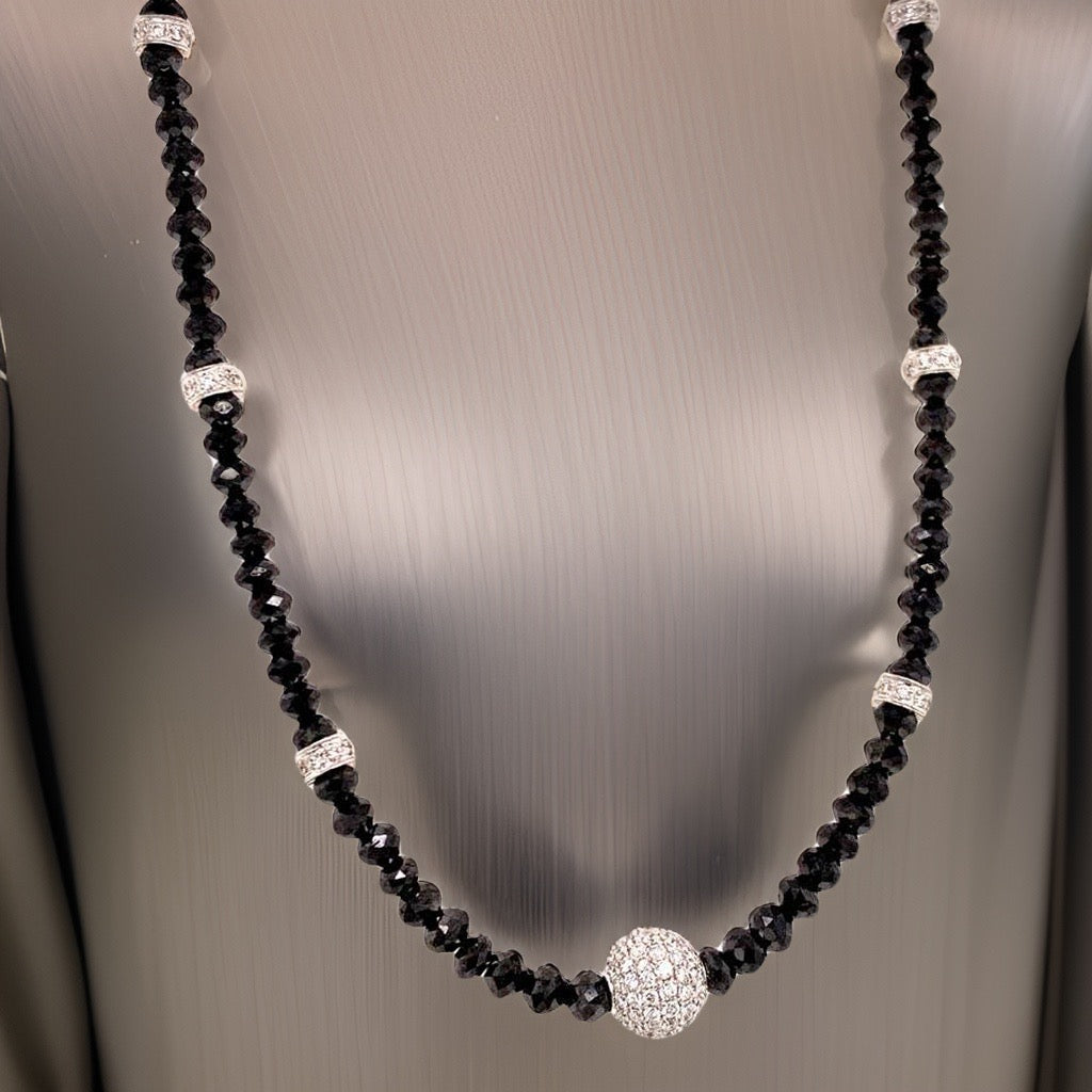 Diamond Beaded Necklace 34.15 Twc 18k Gold 16 in Certified $7,950 920472 - Certified Fine Jewelry
