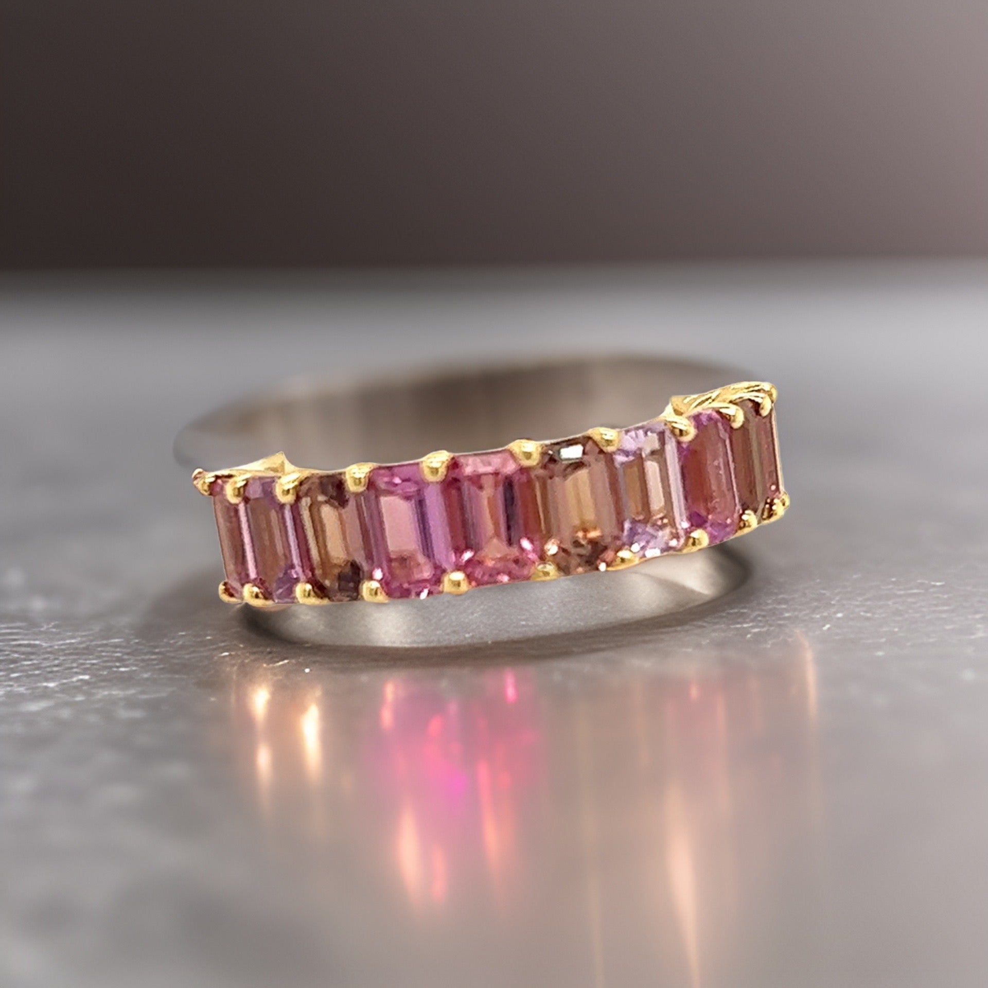 Natural Multi-Shade Sapphire Ring Size 6.5 14k Rose Gold 4.20 TCW Certified $4,950 217582 - Certified Fine Jewelry