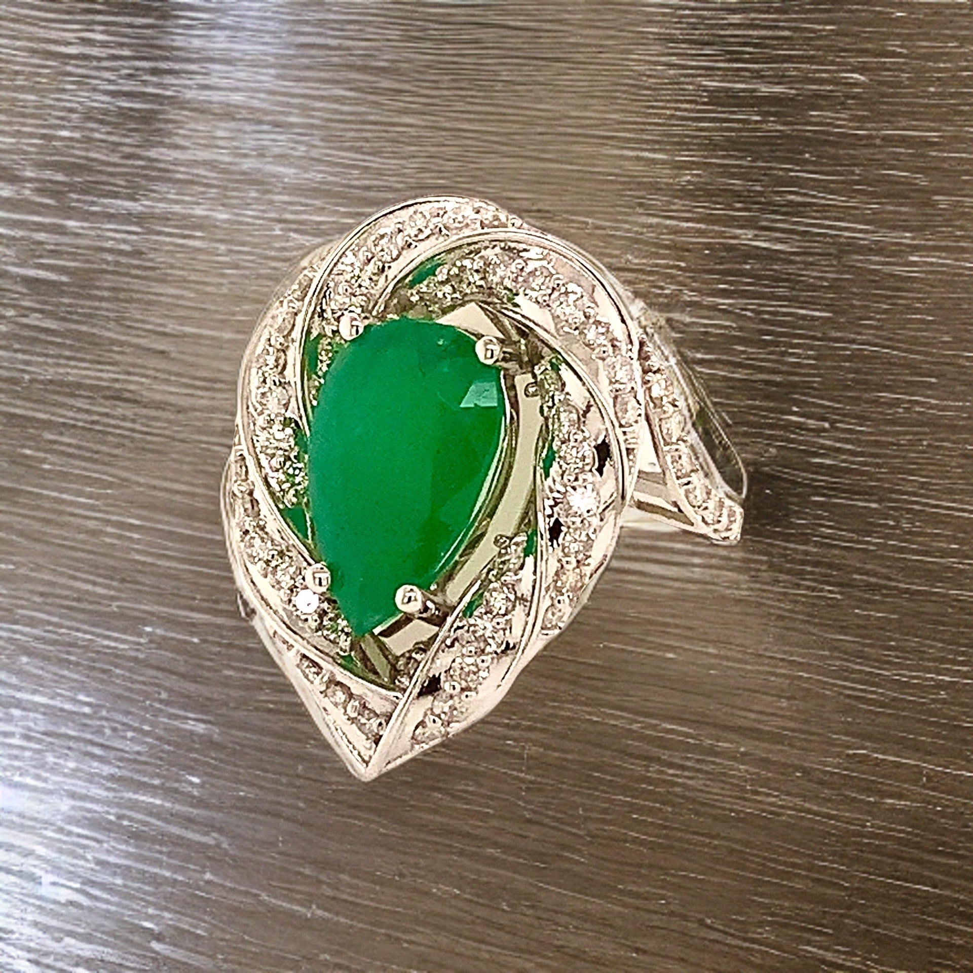 Natural Emerald Diamond Ring Size 6.75 14k Gold 6.1 TCW Certified $6,950 114425 - Certified Fine Jewelry
