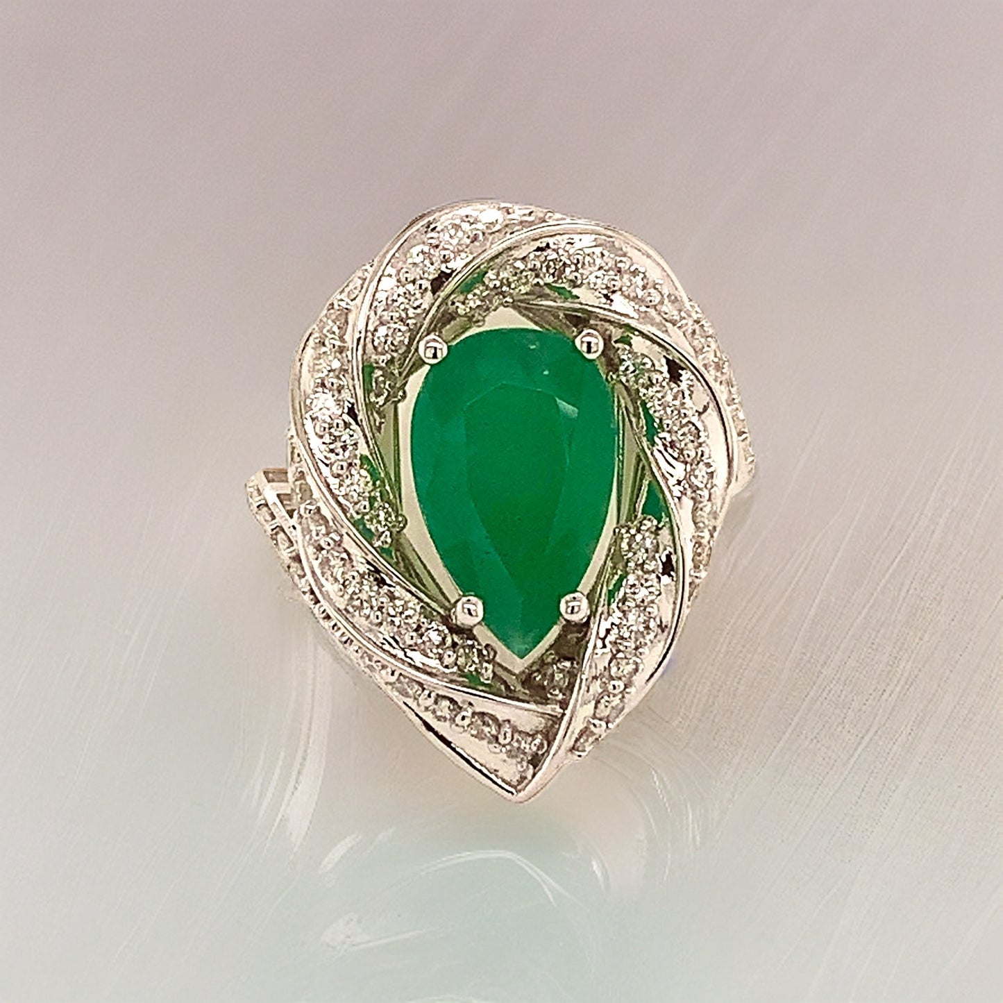 Natural Emerald Diamond Ring Size 6.75 14k Gold 6.1 TCW Certified $6,950 114425 - Certified Fine Jewelry